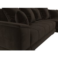 Угловой диван Лига диванов НордСтар правый 121115 (микровельвет коричневый/подушки микровельвет коричневый) - Превью изображения №3 — Интернет-магазин Time-Shop