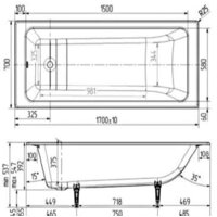Ванна Wotte Line 170x70 - Превью изображения №2 — Интернет-магазин Time-Shop