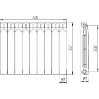 Биметаллический радиатор Теплоприбор БР1 500/90 (9 секций) - Превью изображения №4 — Интернет-магазин Time-Shop