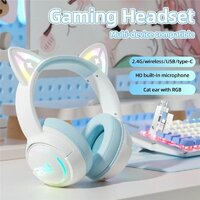 Наушники Onikuma GT838 Cat Ear (белый/голубой) - Превью изображения №3 — Интернет-магазин Time-Shop