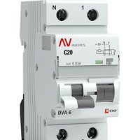 EKF Averes DVA-6 2P 20А 30мА (C) 6кА тип A rcbo6-1pn-20C-30-a-av