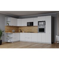 Готовая кухня Интерлиния Мила Лайт 1.68x3.2 левая (белый платинум/белый платинум/дуб бунратти) - Превью изображения №5 — Интернет-магазин Time-Shop