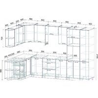 Готовая кухня Интерлиния Мила Лайт 1.68x3.2 левая (белый платинум/белый платинум/дуб бунратти) - Превью изображения №6 — Интернет-магазин Time-Shop