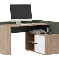 Стол Трия Лео угловой (гикори джексон/белый матовый/дымчатый зеленый) - Превью изображения №2 — Интернет-магазин Time-Shop