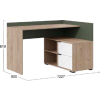 Стол Трия Лео угловой (гикори джексон/белый матовый/дымчатый зеленый) - Превью изображения №4 — Интернет-магазин Time-Shop