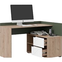 Стол Трия Лео угловой (гикори джексон/белый матовый/дымчатый зеленый) - Превью изображения №3 — Интернет-магазин Time-Shop