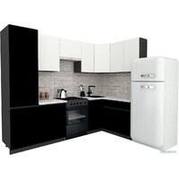 ВерсоМебель Эко-8 1.4x2.7 правая (белый фасадный/черный/ст.мрамор итальянский)