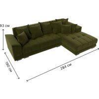 Угловой диван Лига диванов НордСтар правый 121114 (микровельвет зеленый/подушки микровельвет зеленый) - Превью изображения №10 — Интернет-магазин Time-Shop