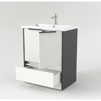  Дабер Тумба под умывальник 017 Cersanit Como 70 Т17.7С.0.20Ч (белый древесный/серый/ручка черная) - Превью изображения №3 — Интернет-магазин Time-Shop