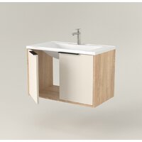  Дабер Тумба под умывальник 018 WeltWasser Deilbach 7517-70 Т18.7W.0.18Ч (бежевый/дуб бардолино/ручка черная) - Превью изображения №2 — Интернет-магазин Time-Shop