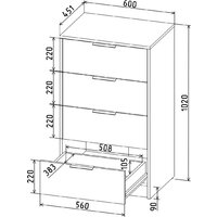 Комод Интерлиния Концепт КТ-К60 (дуб серый/дуб золотой) - Превью изображения №5 — Интернет-магазин Time-Shop