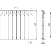 Биметаллический радиатор Теплоприбор БР1 500/90 (8 секций) - Превью изображения №4 — Интернет-магазин Time-Shop