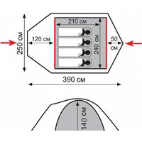 Треккинговая палатка Tramp Lite Camp 4 (песочный) - Превью изображения №2 — Интернет-магазин Time-Shop