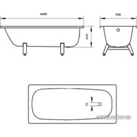 Ванна Donna Vanna Белая орхидея 140x70 (с ножками) - Превью изображения №4 — Интернет-магазин Time-Shop