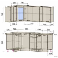 Готовая кухня Интерлиния Мила 12x20 (бетон лайт-антрацит-опал светлый) - Превью изображения №4 — Интернет-магазин Time-Shop