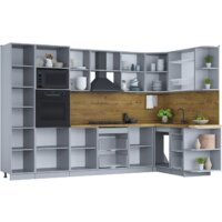 Готовая кухня Интерлиния Мила Шато 1.68x3.2 ВТ правая (белый/белый/кастилло темный) - Превью изображения №2 — Интернет-магазин Time-Shop