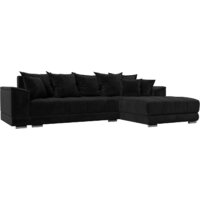 Лига диванов НордСтар правый 121112 (велюр черный/подушки велюр черный)