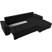 Угловой диван Лига диванов НордСтар правый 121112 (велюр черный/подушки велюр черный) - Превью изображения №7 — Интернет-магазин Time-Shop