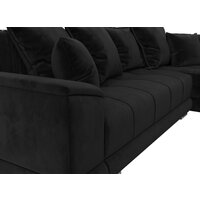 Угловой диван Лига диванов НордСтар правый 121112 (велюр черный/подушки велюр черный) - Превью изображения №3 — Интернет-магазин Time-Shop