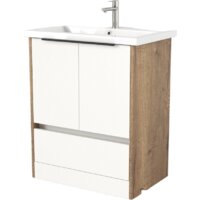 Дабер Тумба под умывальник 017 Cersanit Como 70 Т17.7С.0.21Ч (дуб галифакс/белый/ручка черная)