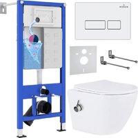 Roxen Antares Bidet в комплекте с инсталляцией StounFix Dual Fresh 6 в 1 953833 (кнопка: белый глянец)