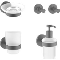 Wellsee Finishing Touch 182512002 (мыльница, стакан для зубных щеток, дозатор для жидкого мыла, крючок 2 шт, матовый черный)