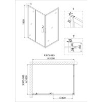 Душевая дверь Niagara NG-62-10A 100х195 - Превью изображения №4 — Интернет-магазин Time-Shop