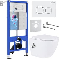 Унитаз подвесной Roxen Antares Bidet в комплекте с инсталляцией StounFix Dual Fresh 6 в 1 934445 (кнопка: белый глянец) - Превью изображения №2 — Интернет-магазин Time-Shop