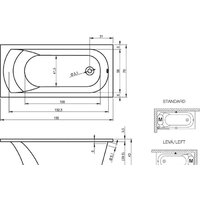 Ванна Riho Miami 150x70 (без ножек) - Превью изображения №2 — Интернет-магазин Time-Shop