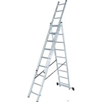 Лестница-стремянка Новая высота NV 123 алюминиевая трёхсекционная 3x11 ступеней - Превью изображения №2 — Интернет-магазин Time-Shop