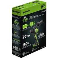 Дрель-шуруповерт Greenworks GD24DD90 3707507CUB (с 1-им АКБ) - Превью изображения №2 — Интернет-магазин Time-Shop