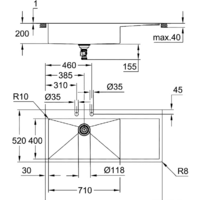 Кухонная мойка Grohe K1000 80-S 116/52 1.0 lh 31581SD1 (левая) - Превью изображения №3 — Интернет-магазин Time-Shop