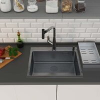 Кухонная мойка Roxen Simple 560220-55B PVD графит (с коландером и дозатором) - Превью изображения №2 — Интернет-магазин Time-Shop