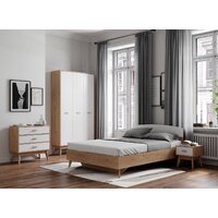 Кровать Мебельград Калагри 140 (дуб натуральный светлый/белый матовый) - Превью изображения №3 — Интернет-магазин Time-Shop