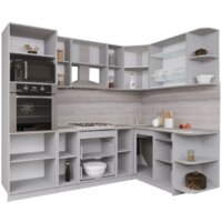 Готовая кухня Интерлиния Мила Gloss 1.68x2.4 правая (белый софт/белый софт/травертин серый) - Превью изображения №2 — Интернет-магазин Time-Shop