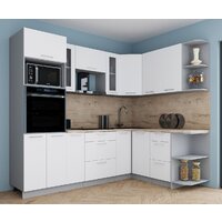 Готовая кухня Интерлиния Мила Gloss 1.68x2.4 правая (белый софт/белый софт/травертин серый) - Превью изображения №3 — Интернет-магазин Time-Shop
