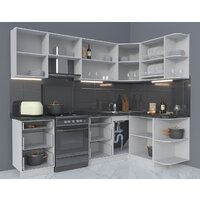 Готовая кухня Интерлиния Мила Матте 1.5x2.5 Б правая (океан/луна/травертин серый) - Превью изображения №3 — Интернет-магазин Time-Shop