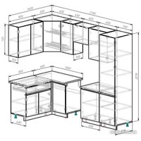Готовая кухня ВерсоМебель Эко-8 1.4x2.7 левая (дуб крафт белый/антрацит/ст.мрамор итальянский) - Превью изображения №6 — Интернет-магазин Time-Shop