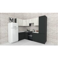 Готовая кухня ВерсоМебель Эко-8 1.4x2.7 левая (дуб крафт белый/антрацит/ст.мрамор итальянский) - Превью изображения №2 — Интернет-магазин Time-Shop