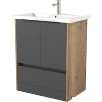 Дабер Тумба под умывальник 017 Cersanit Como 70 Т17.7С.0.22Ч (дуб галифакс/серый/ручка черная)