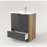  Дабер Тумба под умывальник 017 Cersanit Como 70 Т17.7С.0.22Ч (дуб галифакс/серый/ручка черная) - Превью изображения №2 — Интернет-магазин Time-Shop