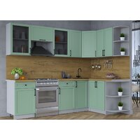 Готовая кухня Интерлиния Тренд 1.5x2.6 правая (мята/мята/дуб бунратти) - Превью изображения №2 — Интернет-магазин Time-Shop