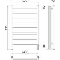 Полотенцесушитель TERMINUS Ното П8 500x850 (хром, Quick Touch) - Превью изображения №3 — Интернет-магазин Time-Shop