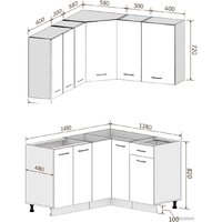 Готовая кухня Кортекс-мебель Корнелия Лира 1.5x1.3 без столешницы (капучино/оникс) - Превью изображения №3 — Интернет-магазин Time-Shop