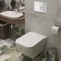 Унитаз подвесной Roxen Porto One Rimless 6 в 1 StounFix Dual Fresh 639404 (белое стекло) - Превью изображения №10 — Интернет-магазин Time-Shop