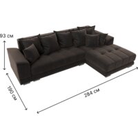 Угловой диван Лига диванов НордСтар правый 121109 (велюр коричневый/подушки велюр коричневый) - Превью изображения №10 — Интернет-магазин Time-Shop