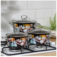 Набор кастрюль КМЗ Адель 5 1 Элит (3шт, коричневый) - Превью изображения №4 — Интернет-магазин Time-Shop