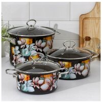 Набор кастрюль КМЗ Адель 5 1 Элит (3шт, коричневый) - Превью изображения №2 — Интернет-магазин Time-Shop