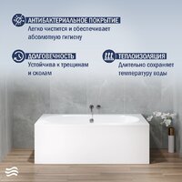 Ванна Lauter Ava 160 21208060 (с ножками и сифоном 21Y11010 хром) - Превью изображения №6 — Интернет-магазин Time-Shop