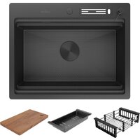 Кухонная мойка Roxen Stage 560250-60-BS оружейная сталь (с держателем для ножей и аксессуарами) - Превью изображения №4 — Интернет-магазин Time-Shop